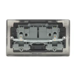 British General Nexus Metal 13A 2-Gang DP Switched Plug Socket Black Nickel With Black Inserts -British General Shop 61020 A3