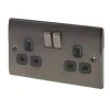 British General Nexus Metal 13A 2-Gang DP Switched Plug Socket Black Nickel With Black Inserts 1 British General Nexus Metal 13A 2-Gang DP Switched Plug Socket Black Nickel With Black Inserts -British General Shop 61020 P