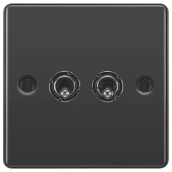 LAP 10AX 2-Gang 2-Way Toggle Switch Black Nickel -British General Shop 61105 A2