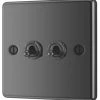 LAP 10AX 2-Gang 2-Way Toggle Switch Black Nickel -British General Shop 61105 P