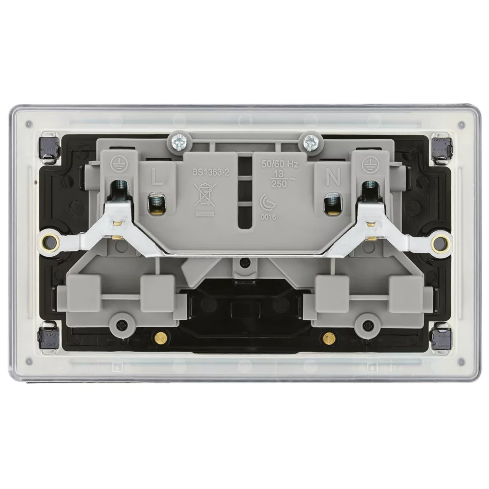 LAP Power Socket 13A 2-Gang DP Switched Power Socket Slate Grey With Black Inserts 6 LAP Power Socket 13A 2-Gang DP Switched Power Socket Slate Grey With Black Inserts - Image 4