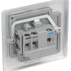 British General Nexus Metal 5A 1-Gang Unswitched Round Pin Socket Brushed Steel With Graphite Inserts -British General Shop 614XF A2