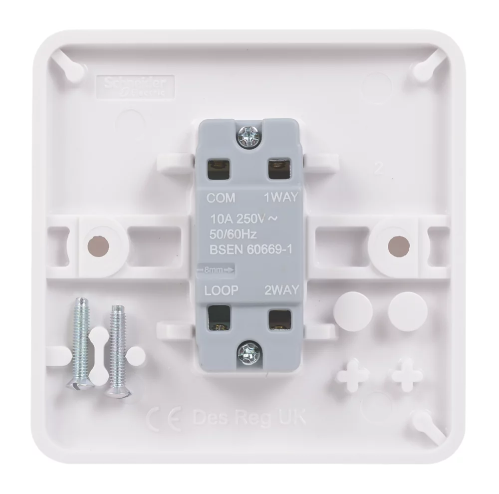 Schneider Electric Lisse 10AX 1-Gang 1-Way "Press" Retractive Switch White 5 Schneider Electric Lisse 10AX 1-Gang 1-Way "Press" Retractive Switch White - Image 3