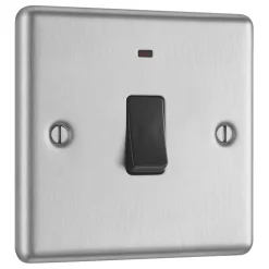 LAP 20A 1-Gang DP Control Switch Brushed Stainless Steel With Neon With Black Inserts 8 LAP 20A 1-Gang DP Control Switch Brushed Stainless Steel With Neon With Black Inserts -British General Shop 61644 A1