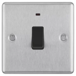 LAP 20A 1-Gang DP Control Switch Brushed Stainless Steel With Neon With Black Inserts 9 LAP 20A 1-Gang DP Control Switch Brushed Stainless Steel With Neon With Black Inserts -British General Shop 61644 A2