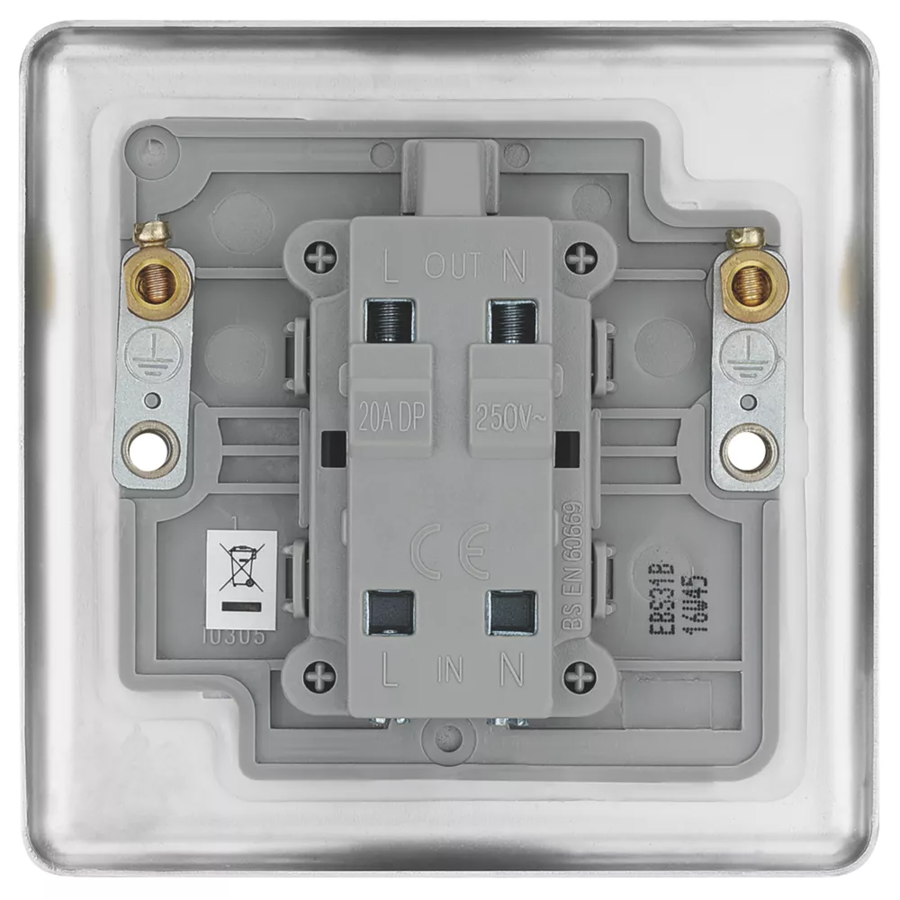 LAP 20A 1-Gang DP Control Switch Brushed Stainless Steel With Neon With Black Inserts 6 LAP 20A 1-Gang DP Control Switch Brushed Stainless Steel With Neon With Black Inserts - Image 4