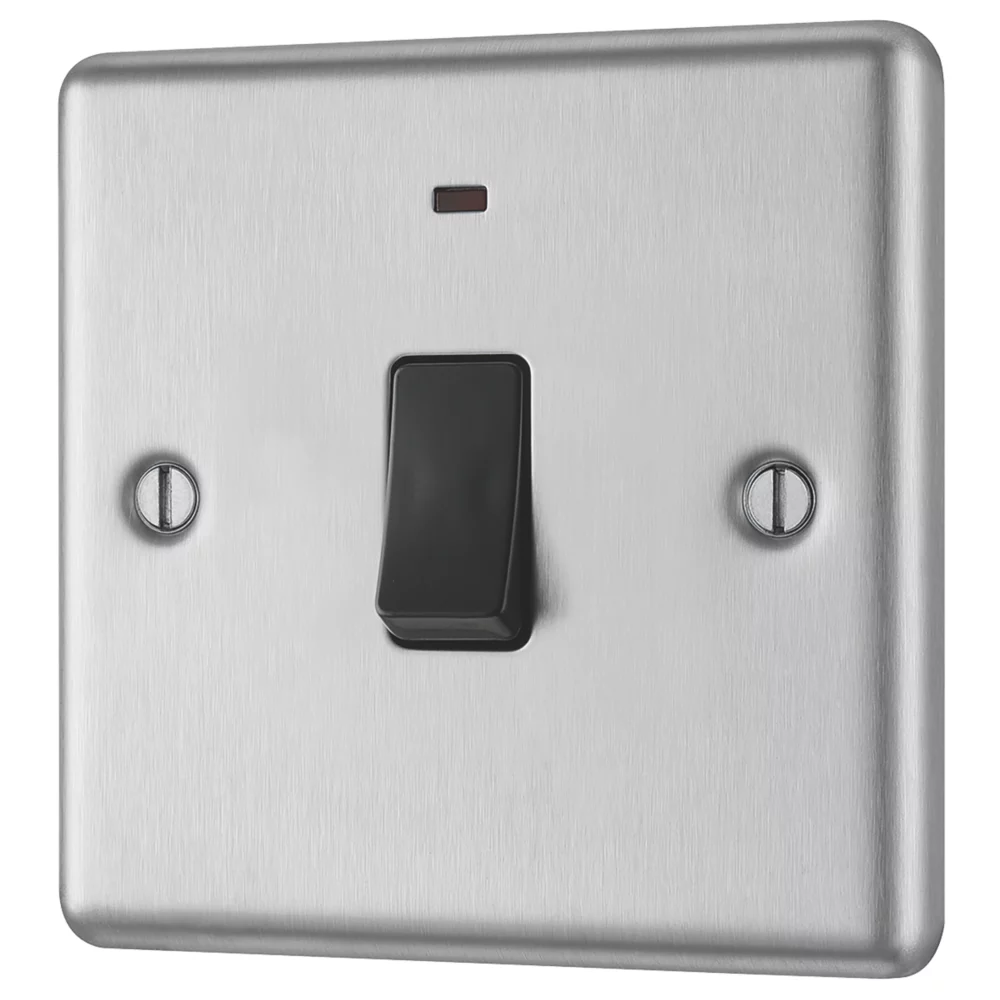 LAP 20A 1-Gang DP Control Switch Brushed Stainless Steel With Neon With Black Inserts 3 LAP 20A 1-Gang DP Control Switch Brushed Stainless Steel With Neon With Black Inserts