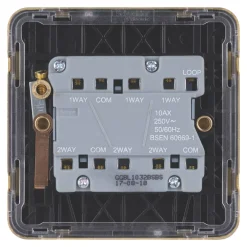 Schneider Electric Lisse Deco 10AX 3-Gang 2-Way Light Switch Satin Brass With Black Inserts -British General Shop 616FF A3