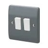 MK Logic Plus 10AX 2-Gang 2-Way Switch Graphite With White Inserts -British General Shop 617FF P