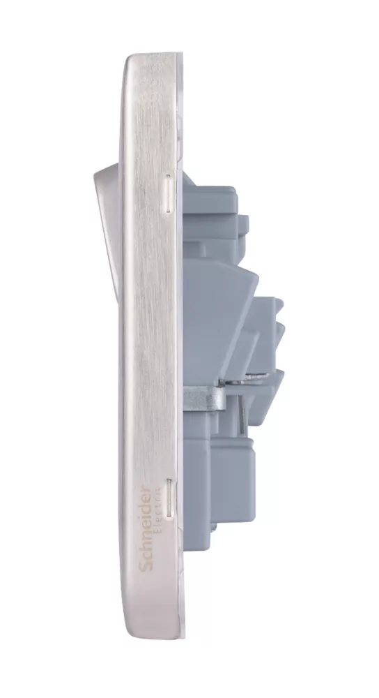 Schneider Electric Lisse Deco 13A 2-Gang DP Switched Plug Socket Brushed Stainless Steel With Black Inserts 5 Schneider Electric Lisse Deco 13A 2-Gang DP Switched Plug Socket Brushed Stainless Steel With Black Inserts - Image 3