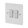 MK Edge 20AX 2-Gang 2-Way Switch Polished Chrome With White Inserts -British General Shop 621FF P