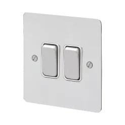 MK Edge 20AX 2-Gang 2-Way Switch Polished Chrome With White Inserts