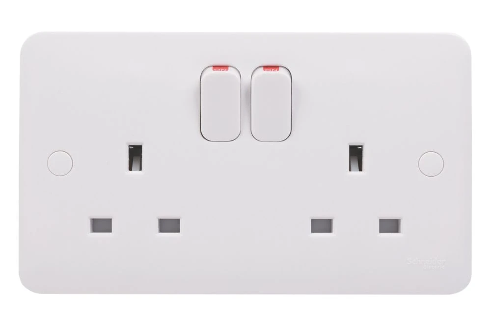 Schneider Electric Lisse 13A 2-Gang SP Switched Plug Socket White 4 Schneider Electric Lisse 13A 2-Gang SP Switched Plug Socket White - Image 2