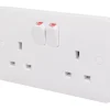 Schneider Electric Lisse 13A 2-Gang SP Switched Plug Socket White -British General Shop 6232J P