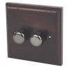 Varilight V-Pro 2-Gang 2-Way LED Dimmer Switch Dark Oak -British General Shop 6247H P
