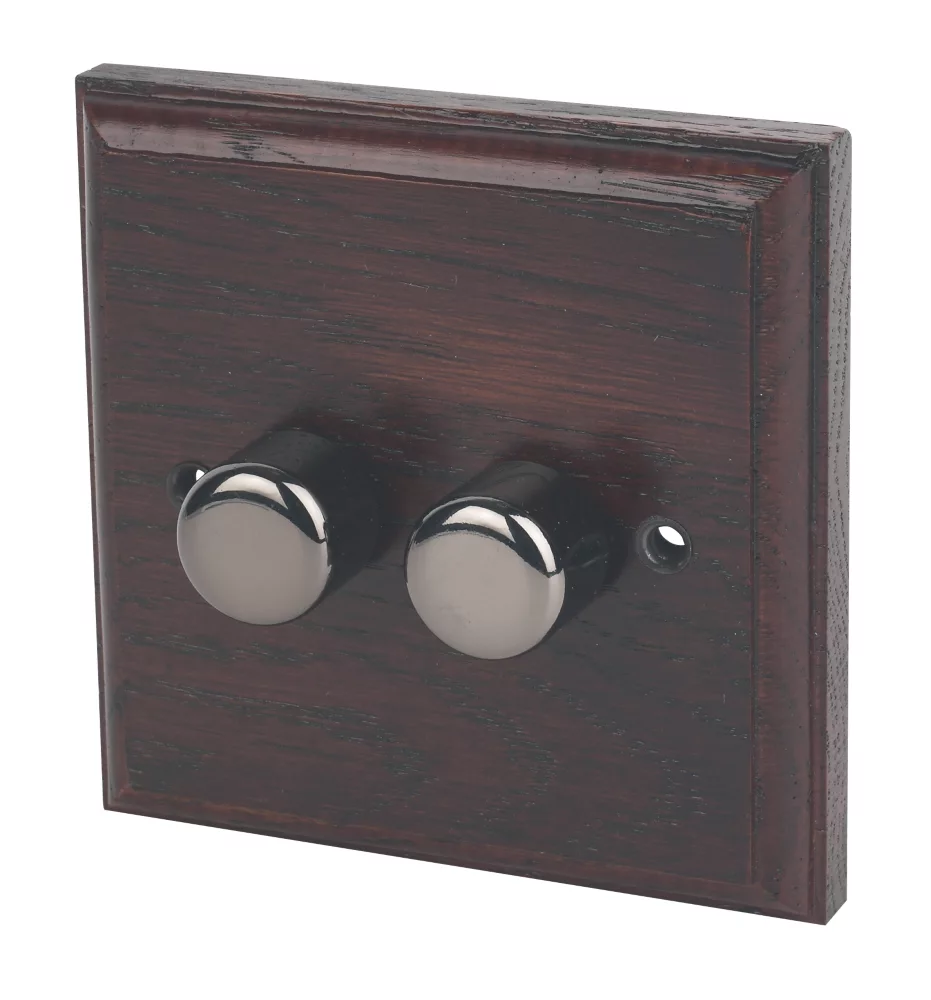 Varilight V-Pro 2-Gang 2-Way LED Dimmer Switch Dark Oak 3 Varilight V-Pro 2-Gang 2-Way LED Dimmer Switch Dark Oak