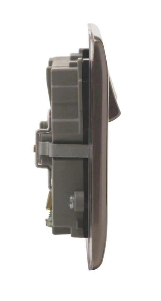 British General Nexus Metal 13A 2-Gang SP Switched Socket + 3.1A 2-Outlet Type A USB Charger Brushed Iridium With Black Inserts 7 British General Nexus Metal 13A 2-Gang SP Switched Socket + 3.1A 2-Outlet Type A USB Charger Brushed Iridium With Black Inserts - Image 5