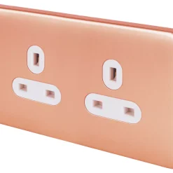 Schneider Electric Lisse Deco 13A 2-Gang Unswitched Socket Copper With White Inserts