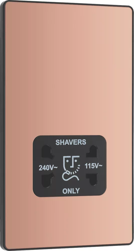 British General Evolve 2-Gang Dual Voltage Shaver Socket 115/240V Copper With Black Inserts 4 British General Evolve 2-Gang Dual Voltage Shaver Socket 115/240V Copper With Black Inserts - Image 2