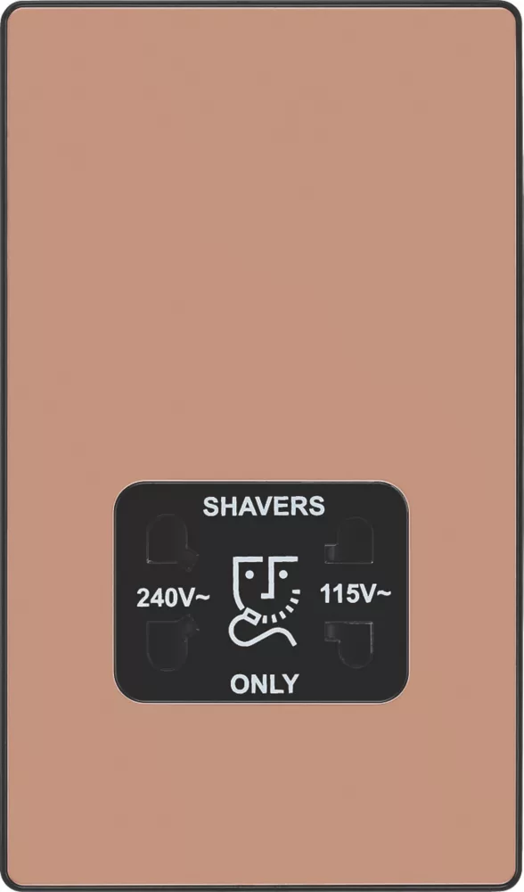 British General Evolve 2-Gang Dual Voltage Shaver Socket 115/240V Copper With Black Inserts 5 British General Evolve 2-Gang Dual Voltage Shaver Socket 115/240V Copper With Black Inserts - Image 3