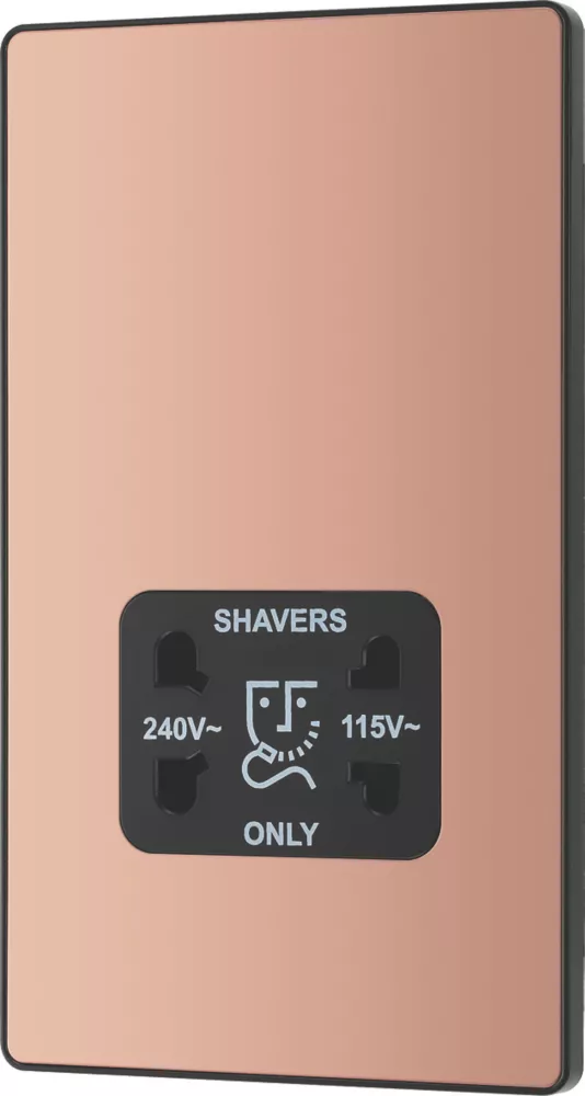 British General Evolve 2-Gang Dual Voltage Shaver Socket 115/240V Copper With Black Inserts 6 British General Evolve 2-Gang Dual Voltage Shaver Socket 115/240V Copper With Black Inserts - Image 4
