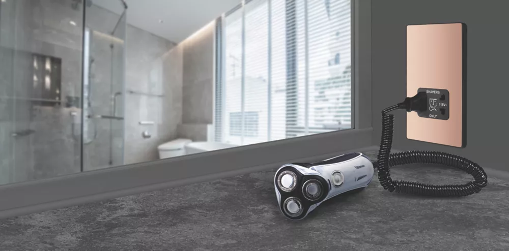 British General Evolve 2-Gang Dual Voltage Shaver Socket 115/240V Copper With Black Inserts 9 British General Evolve 2-Gang Dual Voltage Shaver Socket 115/240V Copper With Black Inserts - Image 7