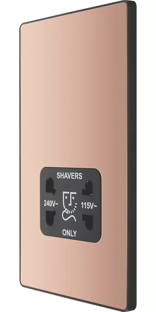 British General Evolve 2-Gang Dual Voltage Shaver Socket 115/240V Copper With Black Inserts 3 British General Evolve 2-Gang Dual Voltage Shaver Socket 115/240V Copper With Black Inserts
