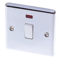 LAP 20A 1-Gang DP Control Switch Polished Chrome With Neon With White Inserts