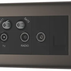 British General NEXUS METAL 4-Gang Quadruplex TV Socket Black Nickel