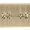 Knightsbridge CSTOG4AB 10AX 4-Gang 2-Way Light Switch Antique Brass -British General Shop 634TY P