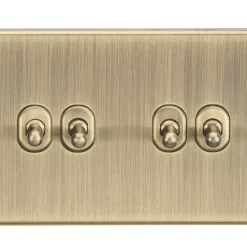 Knightsbridge CSTOG4AB 10AX 4-Gang 2-Way Light Switch Antique Brass