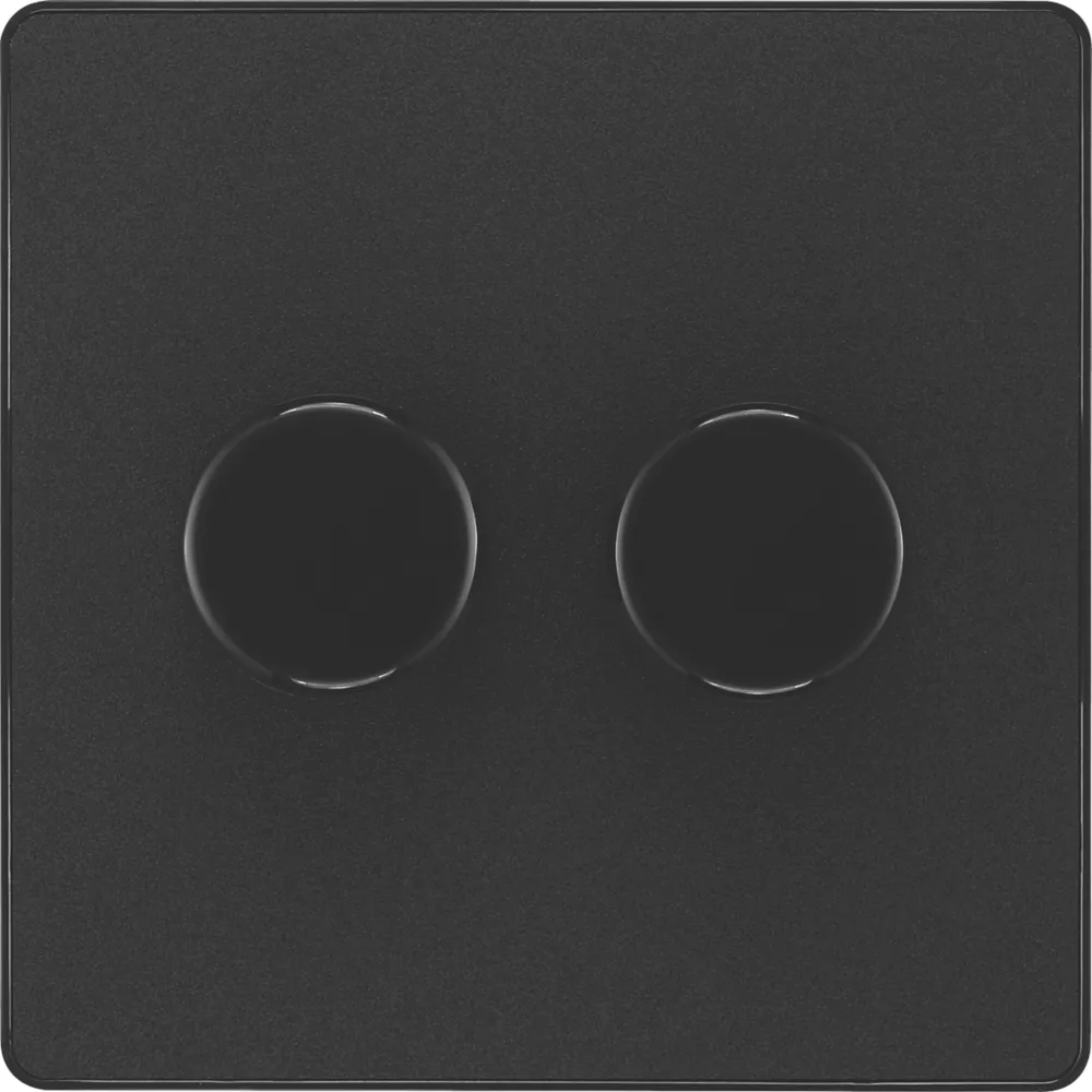 British General Evolve 2-Gang 2-Way LED Trailing Edge Double Push Dimmer With Rotary Control Matt Black With Black Inserts 5 British General Evolve 2-Gang 2-Way LED Trailing Edge Double Push Dimmer With Rotary Control Matt Black With Black Inserts - Image 3