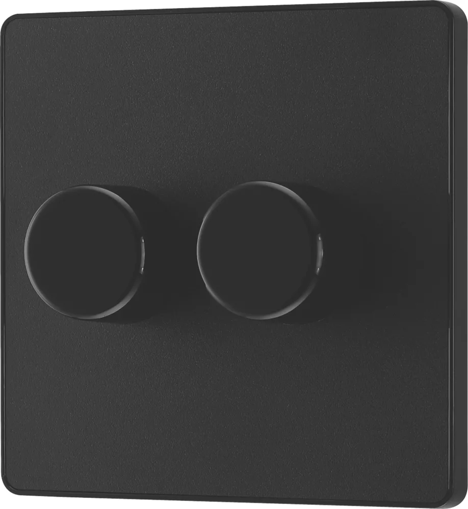 British General Evolve 2-Gang 2-Way LED Trailing Edge Double Push Dimmer With Rotary Control Matt Black With Black Inserts 6 British General Evolve 2-Gang 2-Way LED Trailing Edge Double Push Dimmer With Rotary Control Matt Black With Black Inserts - Image 4