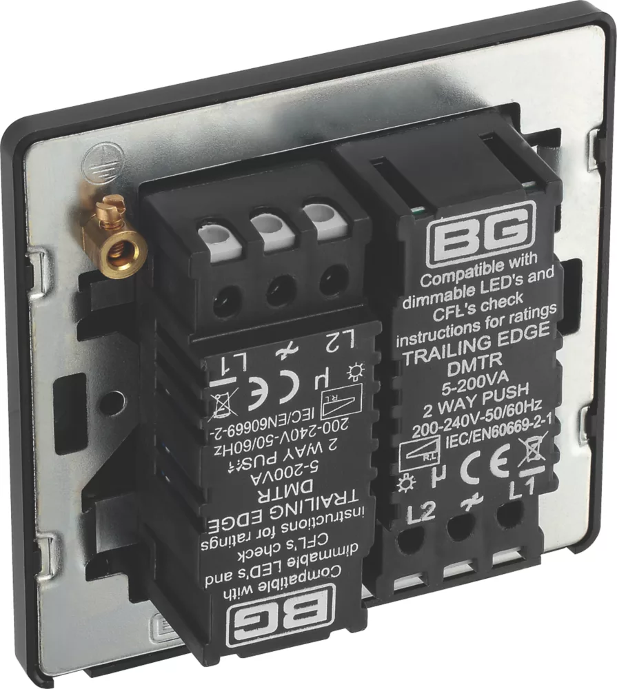 British General Evolve 2-Gang 2-Way LED Trailing Edge Double Push Dimmer With Rotary Control Matt Black With Black Inserts 7 British General Evolve 2-Gang 2-Way LED Trailing Edge Double Push Dimmer With Rotary Control Matt Black With Black Inserts - Image 5