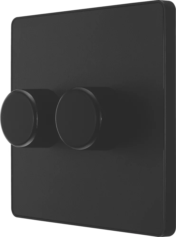 British General Evolve 2-Gang 2-Way LED Trailing Edge Double Push Dimmer With Rotary Control Matt Black With Black Inserts 3 British General Evolve 2-Gang 2-Way LED Trailing Edge Double Push Dimmer With Rotary Control Matt Black With Black Inserts