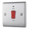 British General Nexus Metal 45A 1-Gang DP Cooker Switch Brushed Steel With LED -British General Shop 63869 P