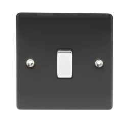 British General Nexus Metal 10AX 1-Gang Intermediate Switch Matt Black With White Inserts -British General Shop 63921 A1