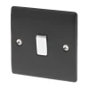 British General Nexus Metal 10AX 1-Gang Intermediate Switch Matt Black With White Inserts -British General Shop 63921 P