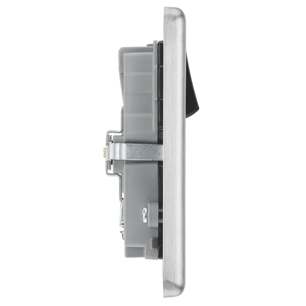 LAP 13A 2-Gang SP Switched Socket + 4.2A 2-Outlet Type A & C USB Charger Brushed Stainless Steel With Black Inserts 7 LAP 13A 2-Gang SP Switched Socket + 4.2A 2-Outlet Type A & C USB Charger Brushed Stainless Steel With Black Inserts - Image 5