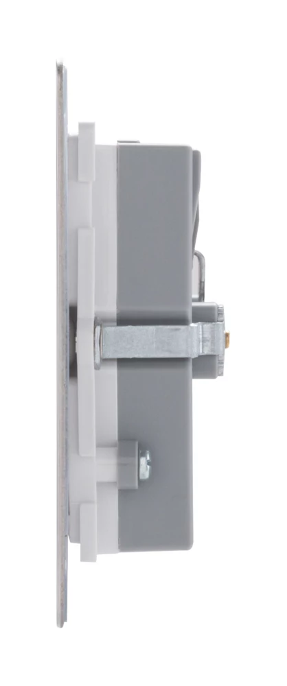 LAP 13A 2-Gang Unswitched Socket + 4.2A 4-Outlet Type A USB Charger Brushed Stainless Steel With White Inserts 5 LAP 13A 2-Gang Unswitched Socket + 4.2A 4-Outlet Type A USB Charger Brushed Stainless Steel With White Inserts - Image 3