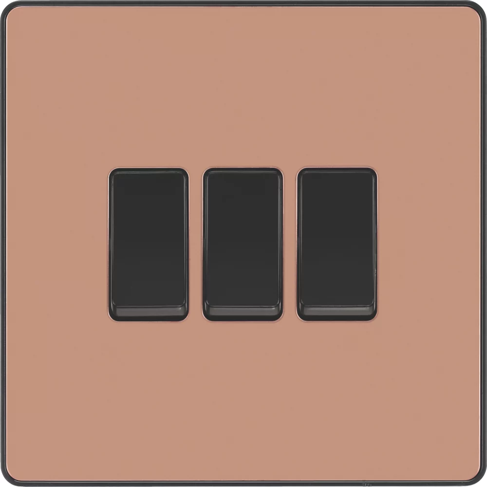 British General Evolve 20 A 16AX 3-Gang 2-Way Light Switch Copper With Black Inserts 5 British General Evolve 20 A 16AX 3-Gang 2-Way Light Switch Copper With Black Inserts - Image 3