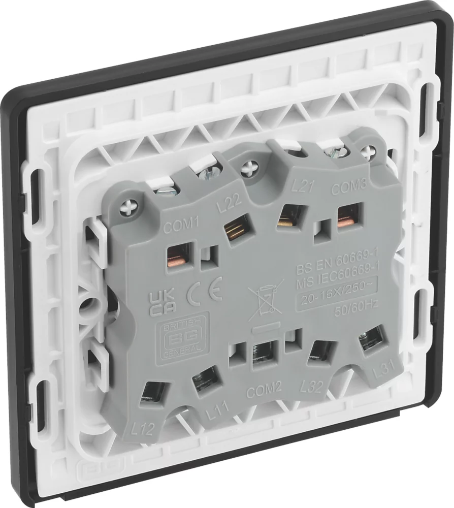 British General Evolve 20 A 16AX 3-Gang 2-Way Light Switch Copper With Black Inserts 7 British General Evolve 20 A 16AX 3-Gang 2-Way Light Switch Copper With Black Inserts - Image 5