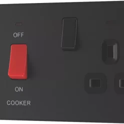 British General Evolve 45A 2-Gang 2-Pole Cooker Switch & 13A DP Switched Socket Matt Black With LED With Black Inserts 12 British General Evolve 45A 2-Gang 2-Pole Cooker Switch & 13A DP Switched Socket Matt Black With LED With Black Inserts -British General Shop 644PX A3