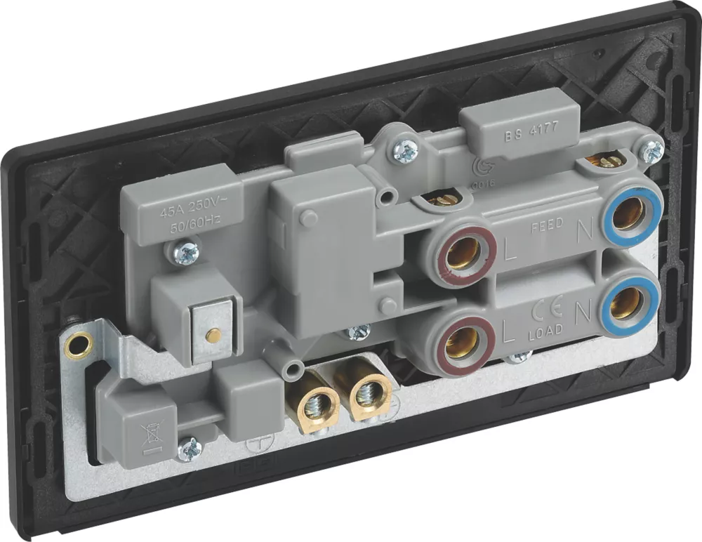 British General Evolve 45A 2-Gang 2-Pole Cooker Switch & 13A DP Switched Socket Matt Black With LED With Black Inserts 7 British General Evolve 45A 2-Gang 2-Pole Cooker Switch & 13A DP Switched Socket Matt Black With LED With Black Inserts - Image 5