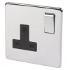 Crabtree Platinum 13A 1-Gang DP Switched Plug Socket Polished Chrome With Black Inserts