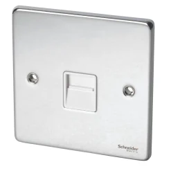 Schneider Electric Ultimate Low Profile Slave Telephone Socket Polished Chrome With White Inserts