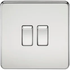 Knightsbridge SF3000PC 10AX 2-Gang 2-Way Light Switch Polished Chrome