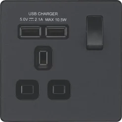British General Evolve 13A 1-Gang SP Switched Socket + 2.1A 2-Outlet Type A USB Charger Grey With Black Inserts 11 British General Evolve 13A 1-Gang SP Switched Socket + 2.1A 2-Outlet Type A USB Charger Grey With Black Inserts -British General Shop 648RF A2
