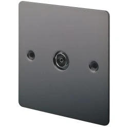 LAP 1-Gang Female Coaxial TV Socket Black Nickel