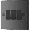 LAP 10AX 3-Gang 2-Way Light Switch Black Nickel With Black Inserts 2 LAP 10AX 3-Gang 2-Way Light Switch Black Nickel With Black Inserts -British General Shop 65066 P
